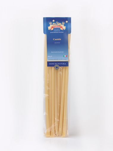 Confezione di Candele, una tipologia di pasta secca trafilata al bronzo Valdoro