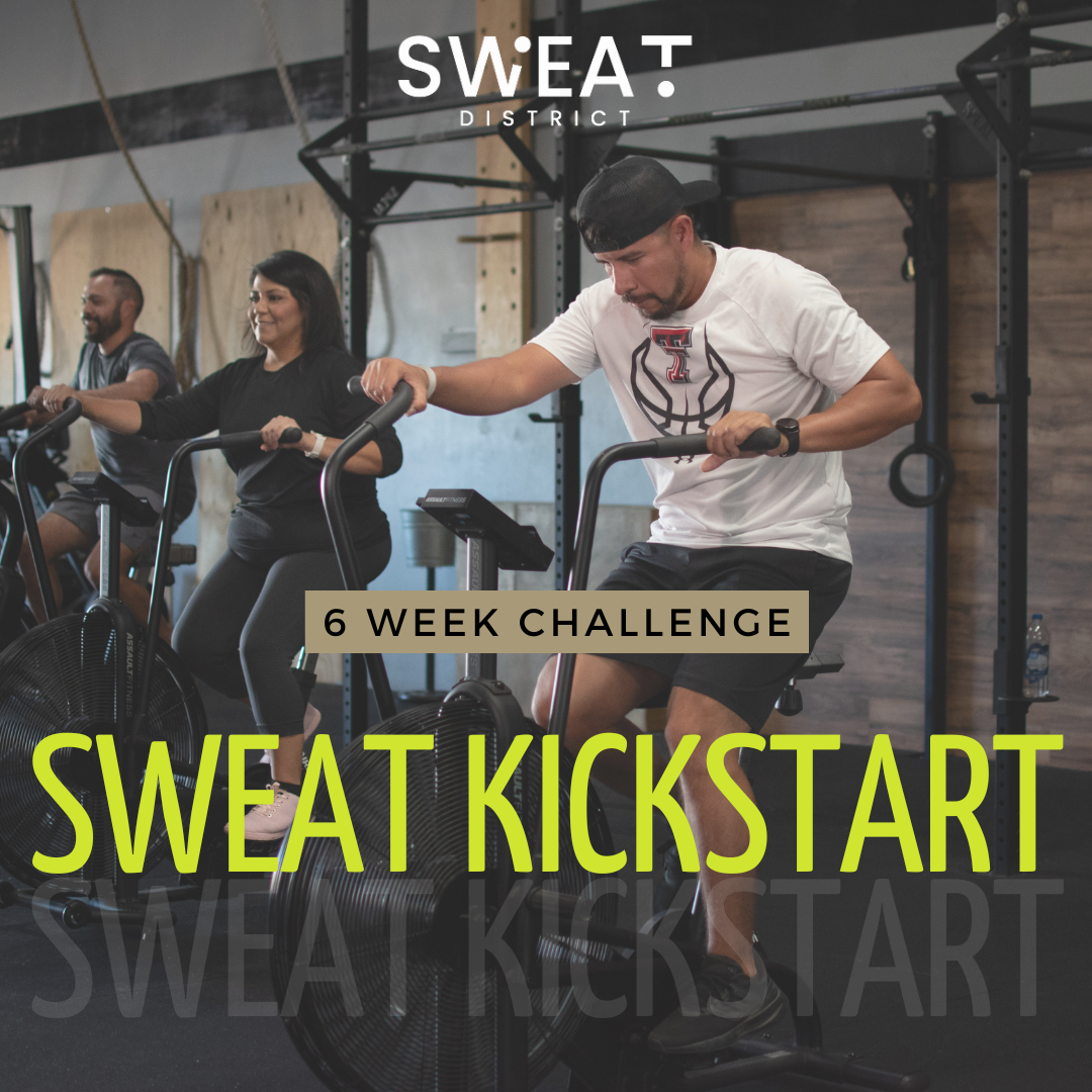 People working out on air bikes at Sweat District in Lubbock, TX. The challenge is