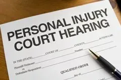 A pen is sitting on top of a personal injury court hearing form.