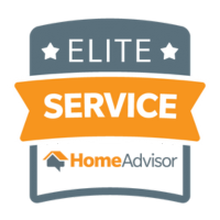 An elite service home advisor logo on a white background