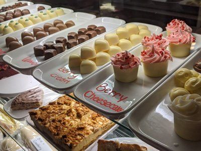 Luxury chocolates laid out on trays