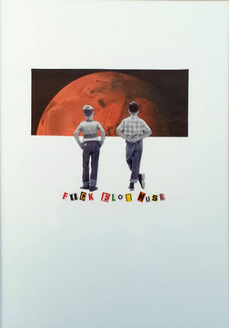 due bambini di spalle guardano marte