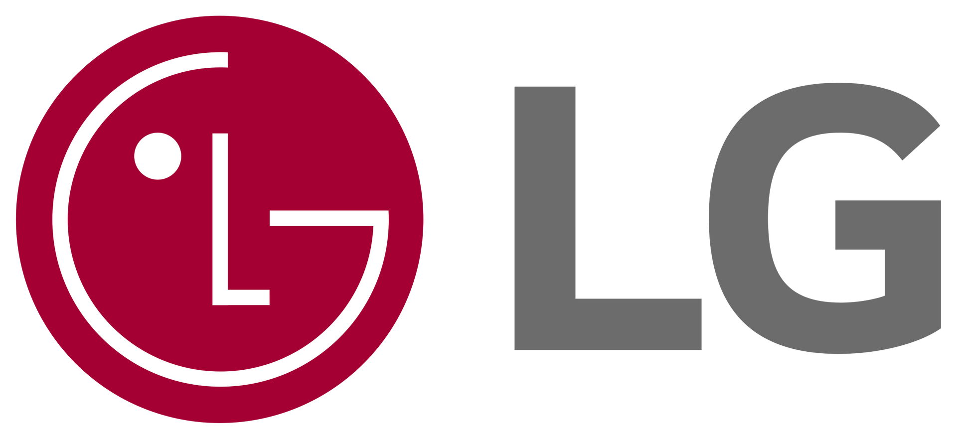 The lg logo is a red circle with a white circle in the middle.