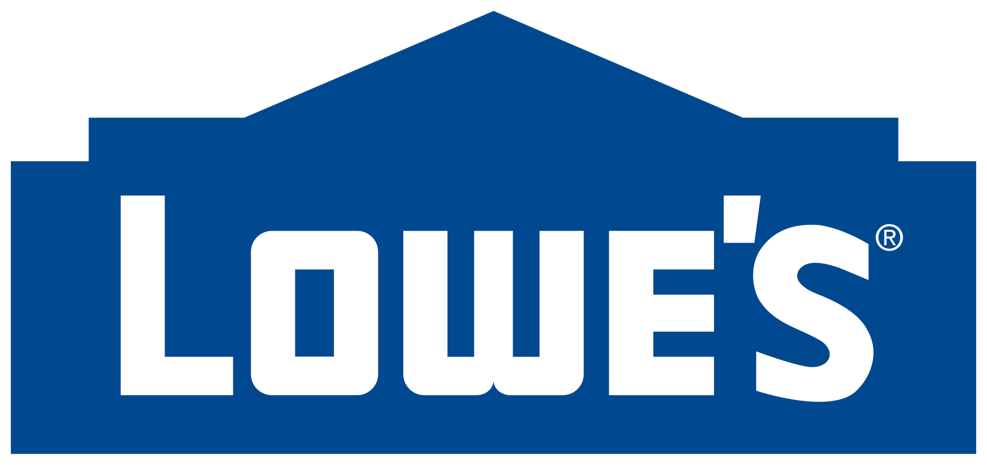 A blue and white lowe 's logo on a white background