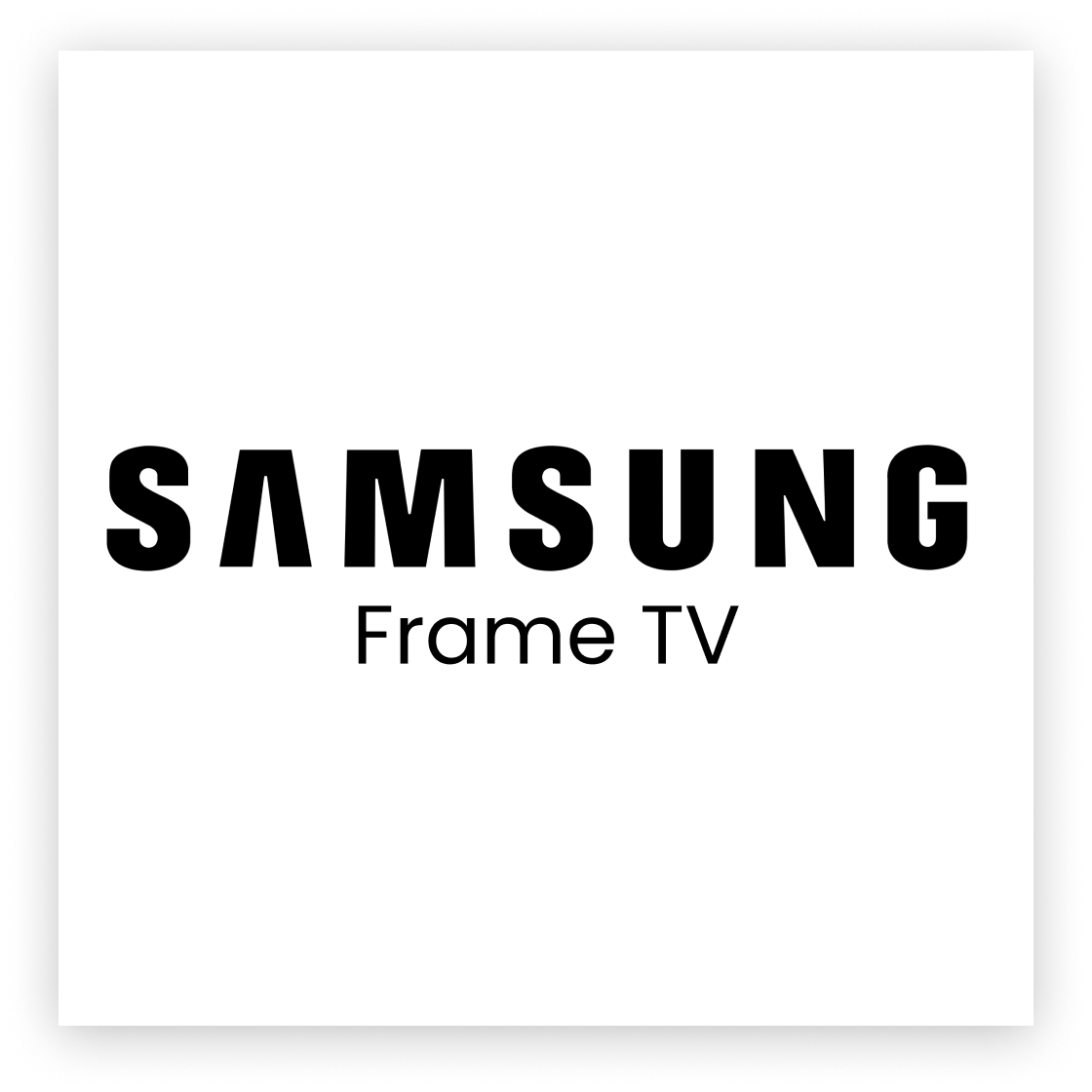 The samsung frame tv logo is black and white on a white background.