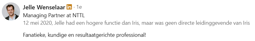 Screenshot van een LinkedIn-bericht van Jelle Wenselaar