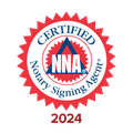 A logo for a certified notary signing agent