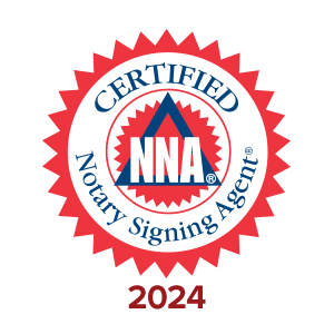 A logo for a certified notary signing agent