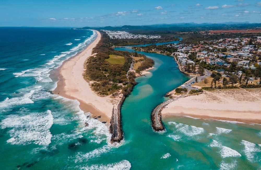 Aerial View, Coastal Beach and River Mouth With — Blue Sky Roofing NSW In Kingscliff, NSW