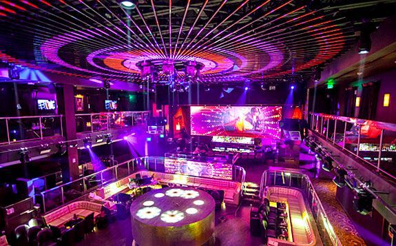 A large room with a lot of lights on it