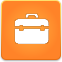 An orange square with a white briefcase icon on it.