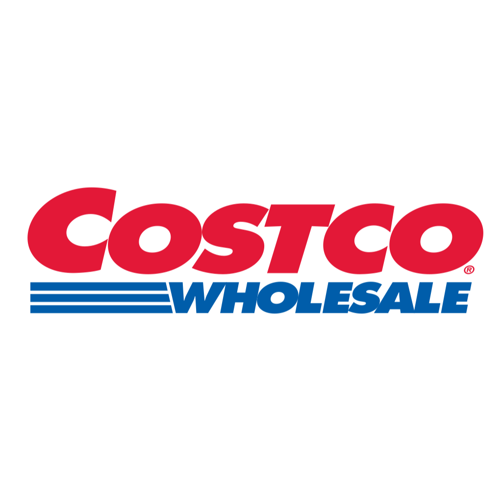 The costco wholesale logo is red and blue on a white background.