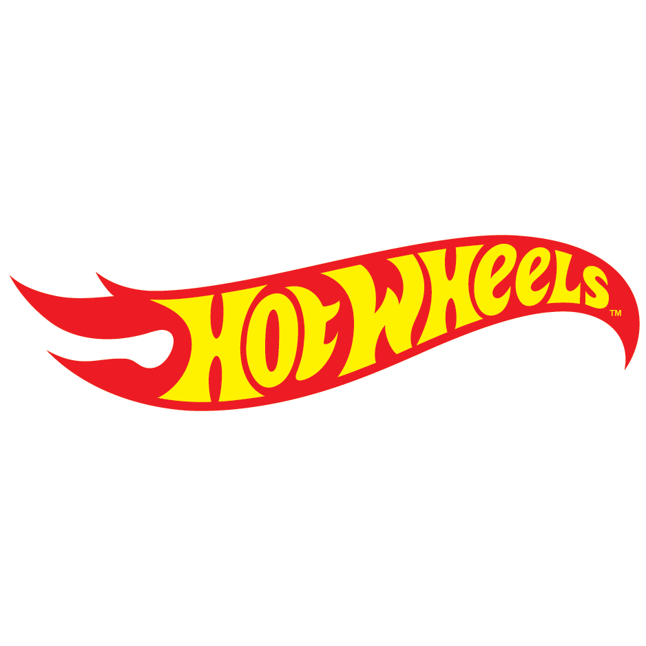 The hot wheels logo is red and yellow on a white background.