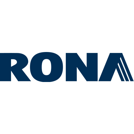 A blue logo for rona on a white background