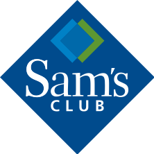 A blue and white sam 's club logo on a white background