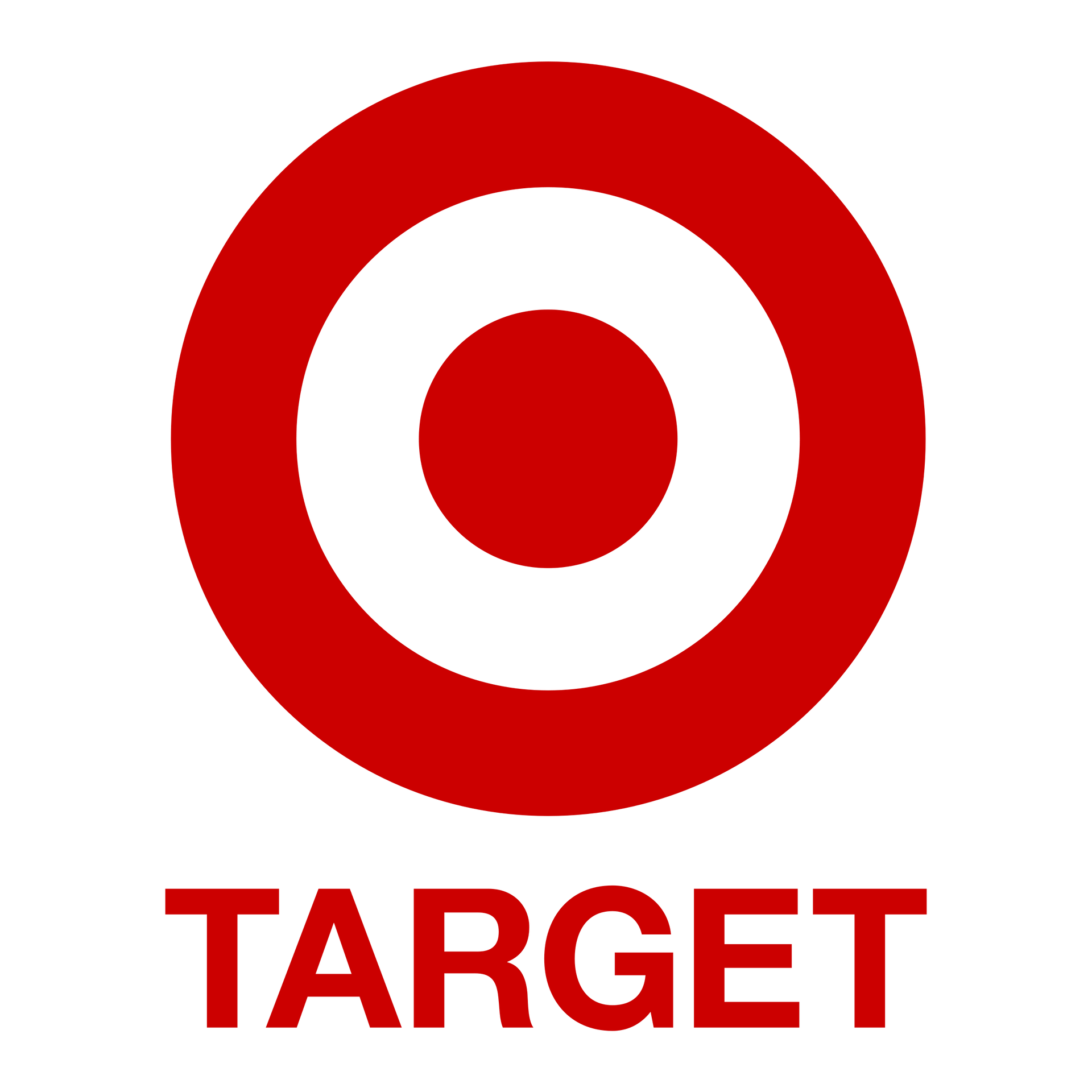 A red and white target logo on a white background