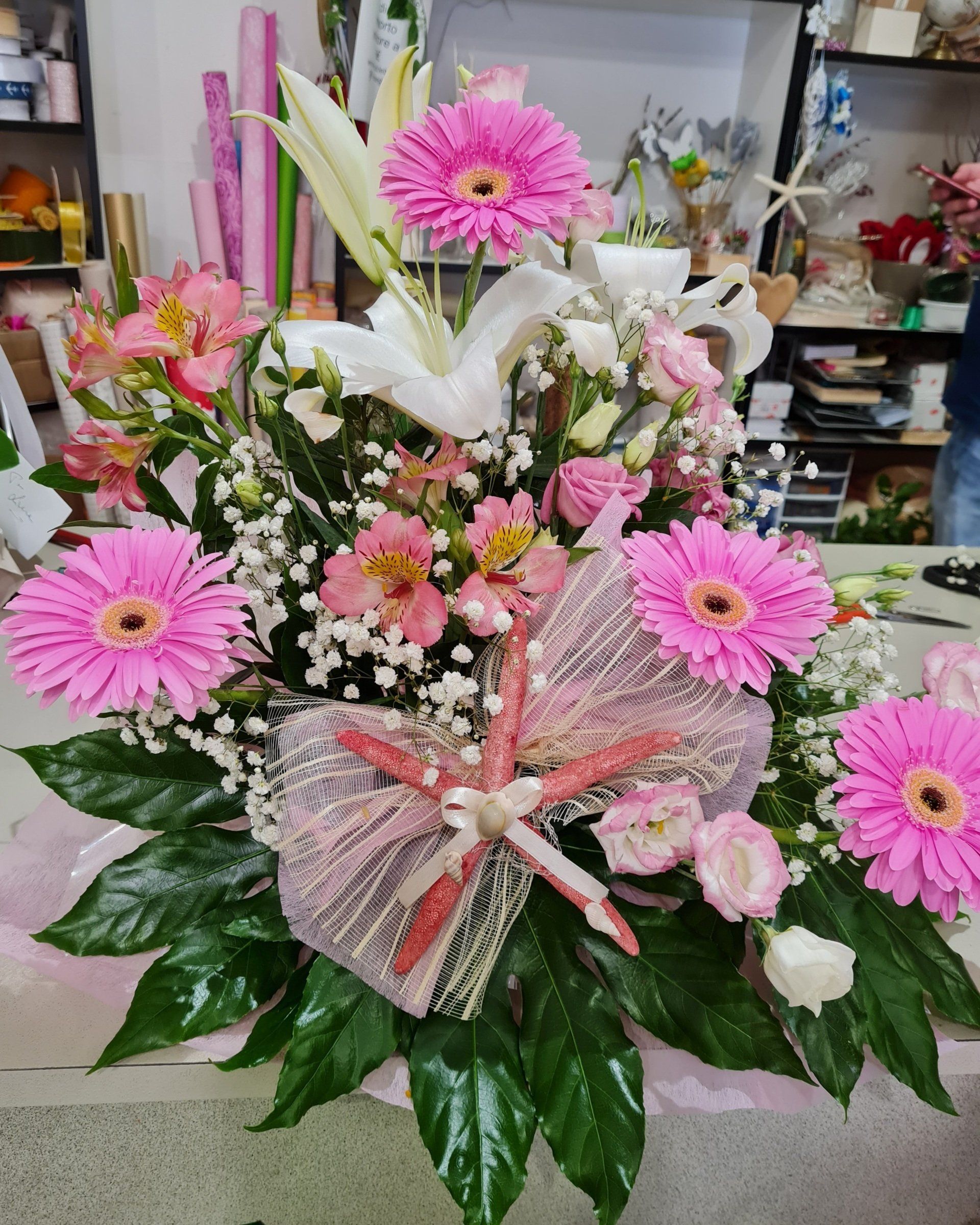 bouquet fiori rosa e bianchi