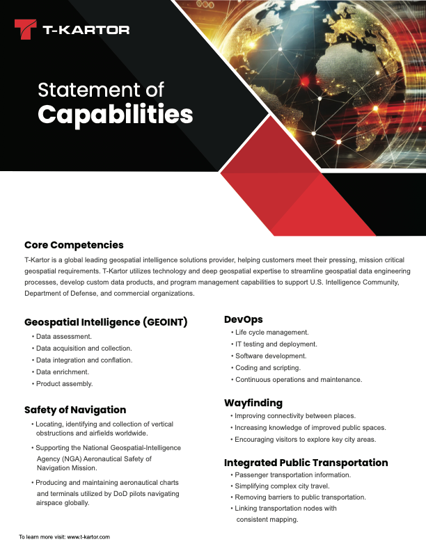 T-Kartor's Statement of Capabilities