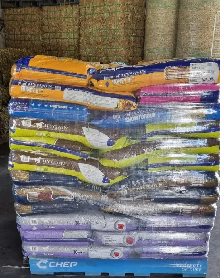 Pallet of Bagged Horse Feed Wrapped in Clear Plastic — NQ Stockfeeds & Farm Supplies In Yorkeys Knob, QLD