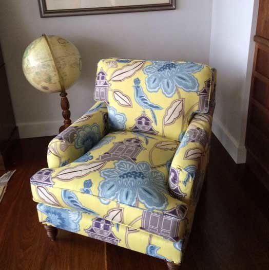 top view of reupholstered sofa seat