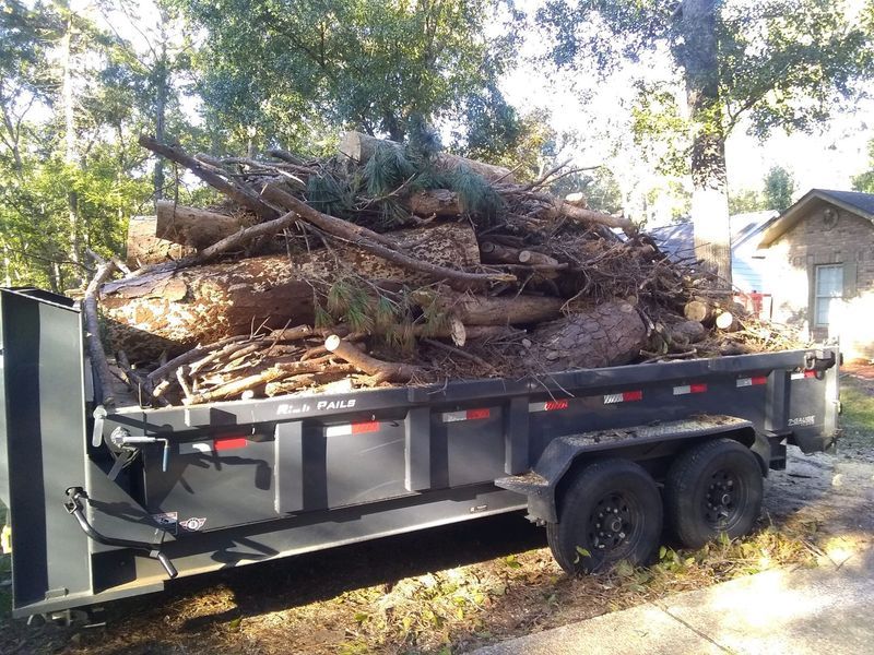 A dumpster filled with logs is parked on the side of the road.