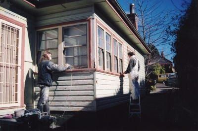 Two Men Are Working On The Side Of A House — Yves De Wilde Quality Painting Services In Lismore, NSW