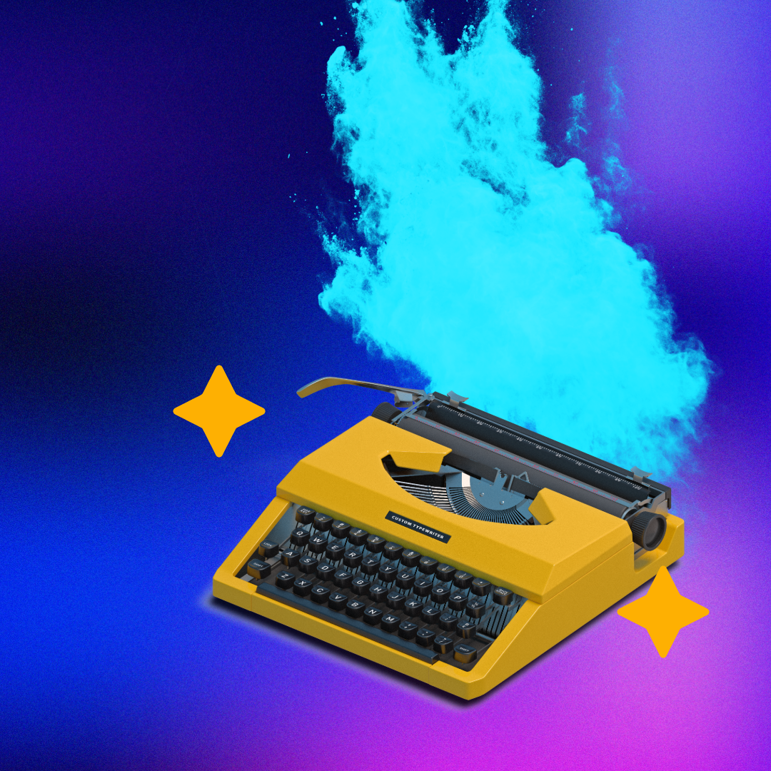 Blue typewriter smoke starts yellow