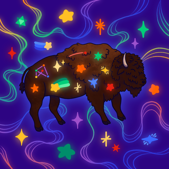 Space bison marketing glowing bison