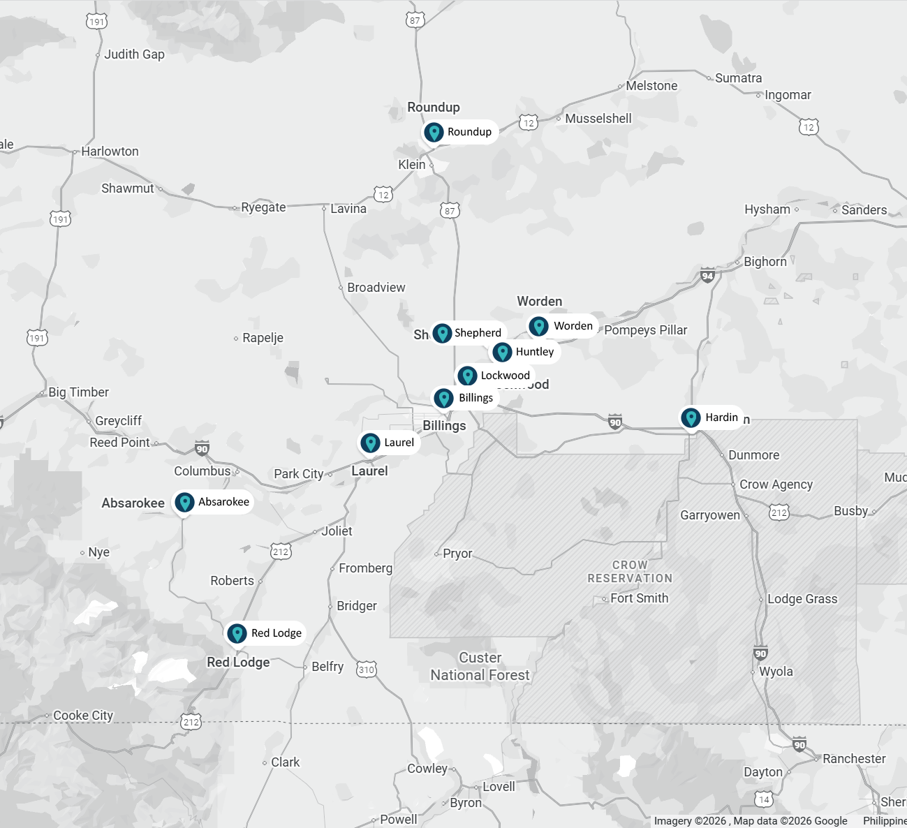 Billings and nearby locations