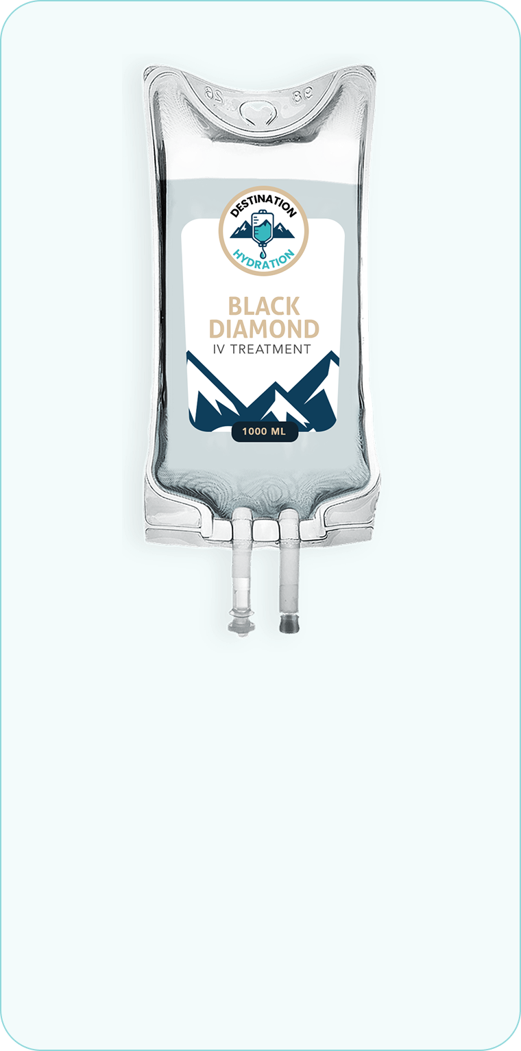 IV bag labeled "Black Diamond IV Drip".