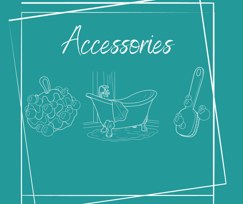 A drawing of a bathtub , soap , and a ladle on a blue background.