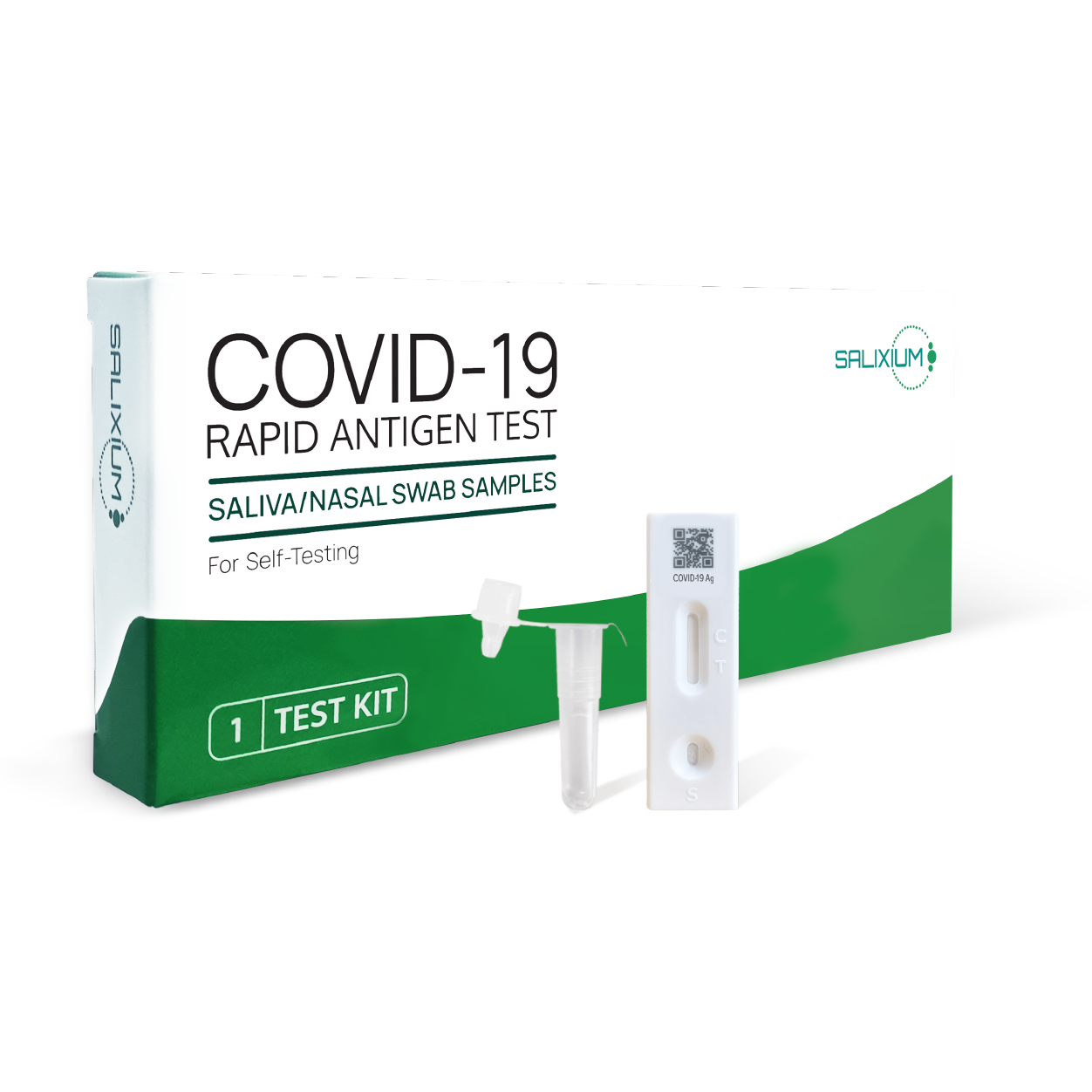 A box of covid-19 rapid antigen test with a test kit.