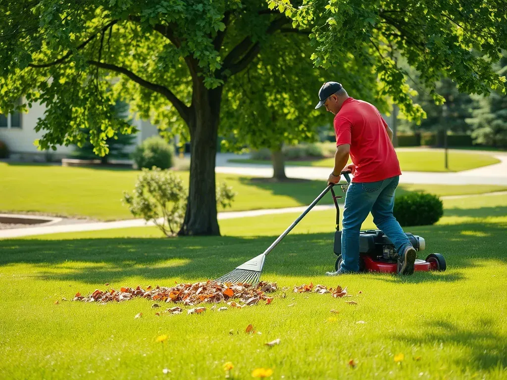 A man is spraying a lawn with a sprayer.