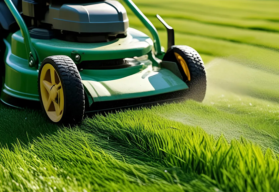 A man is spraying a lawn with a sprayer.