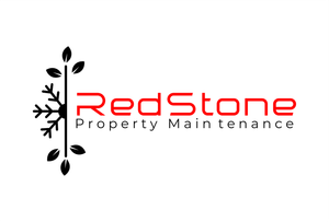 The logo for RedStone property Maintenance and Landscaping has a snowflake and leaves on it.