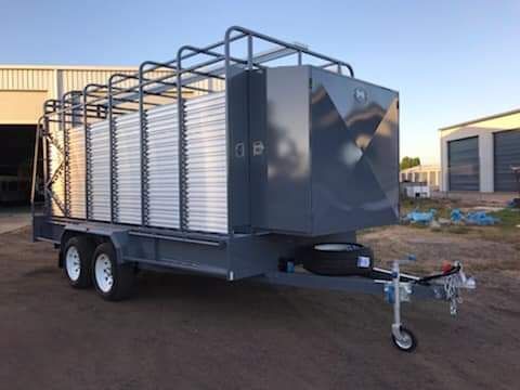 A Trailer With a Box on Top of It is Parked in Front of a Building — SNS Custom Fabrication in Bundaberg East, QLD