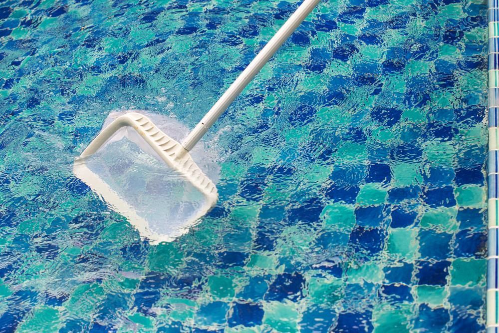 A Pool Cleaner Is Being Used To Clean A Swimming Pool — Col Davies Pools In Warners Bay, NSW