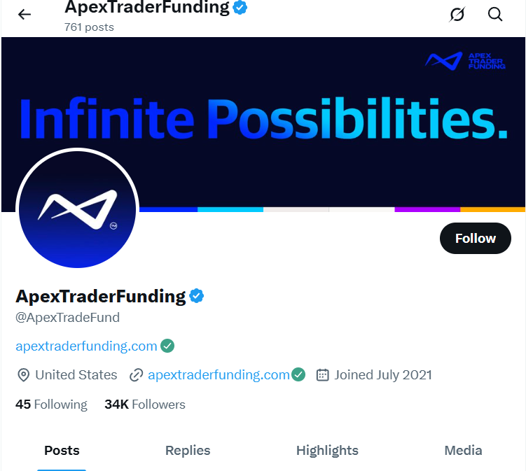 Apex Trader Funding X page