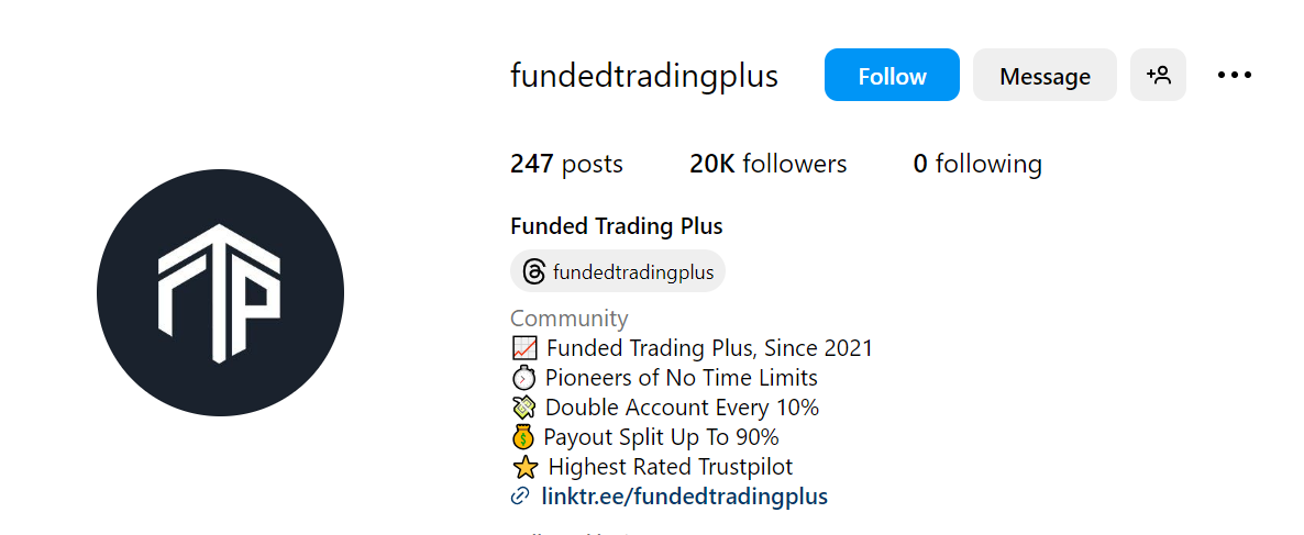 Funded Trading Plus Instagram Page