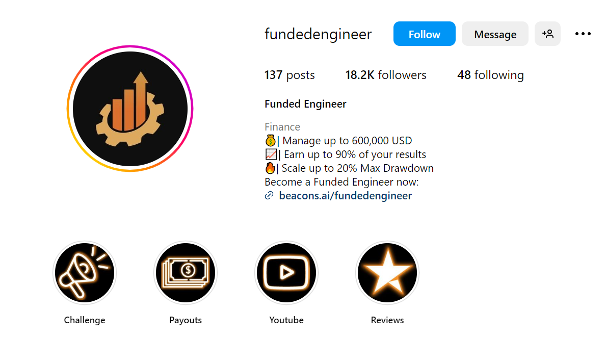 Funded Engineer Instagram Page