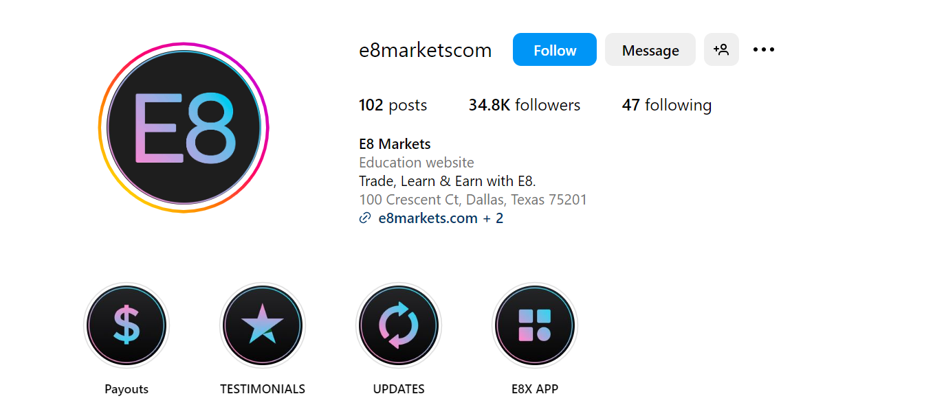 E8 Markets Instagram