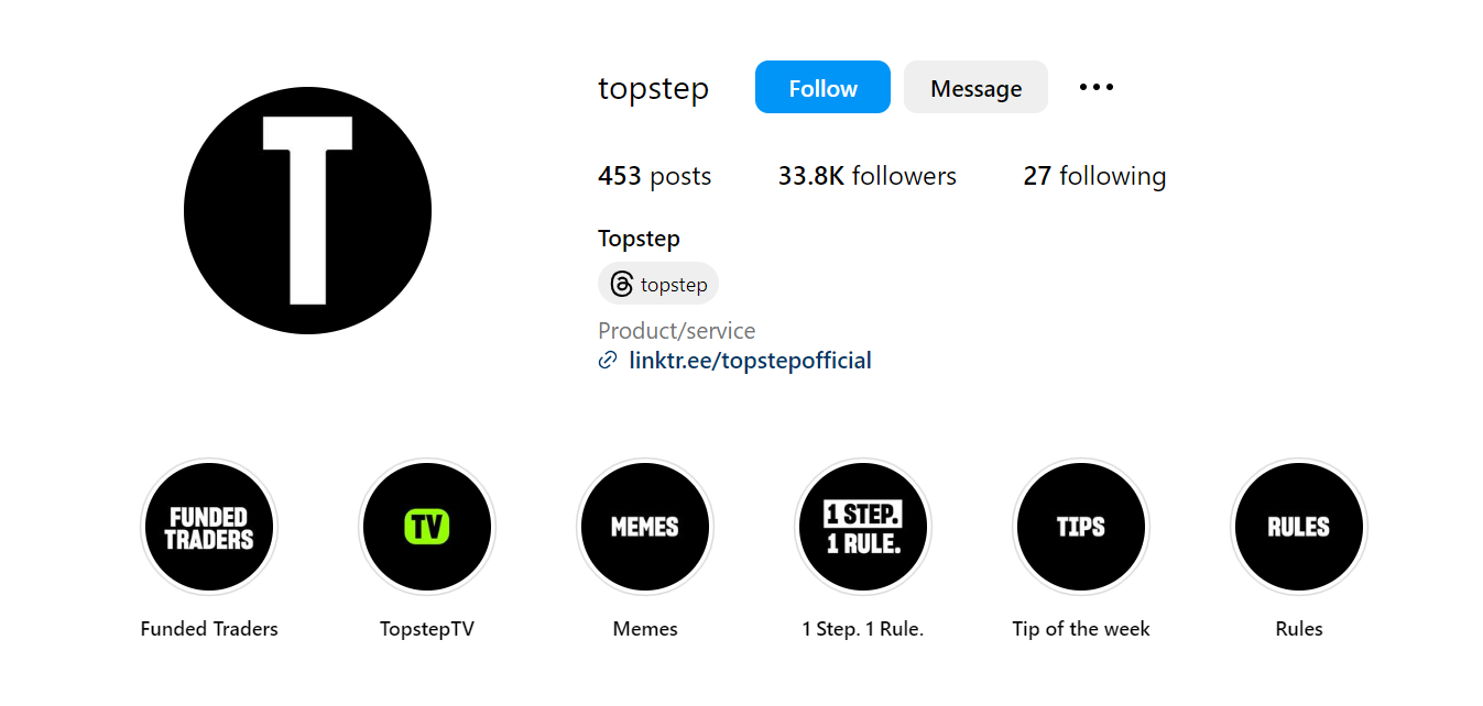 TopStep  Instagram Page