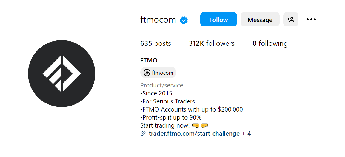 FTMO Instagram Page