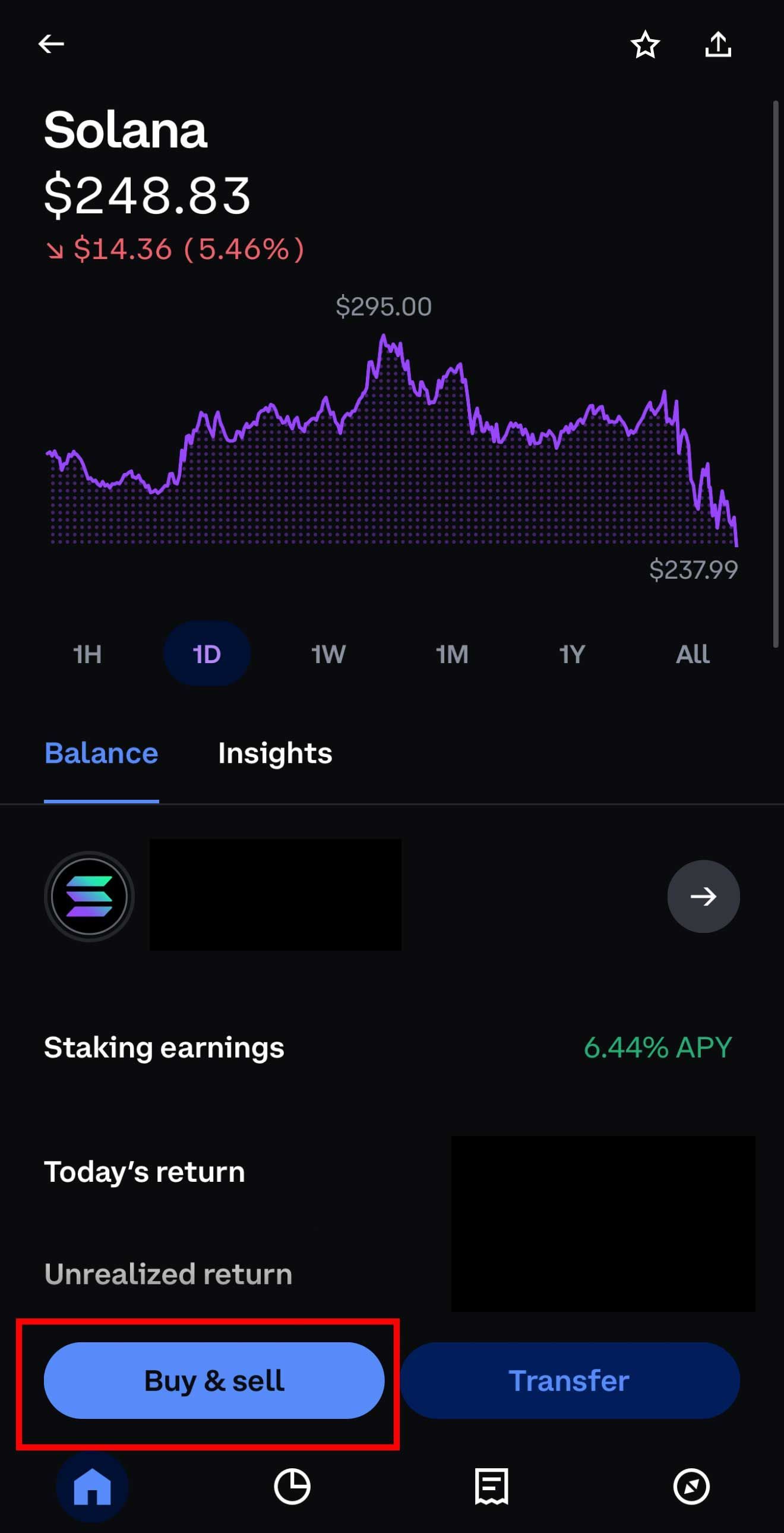 Solana page on Coinbase
