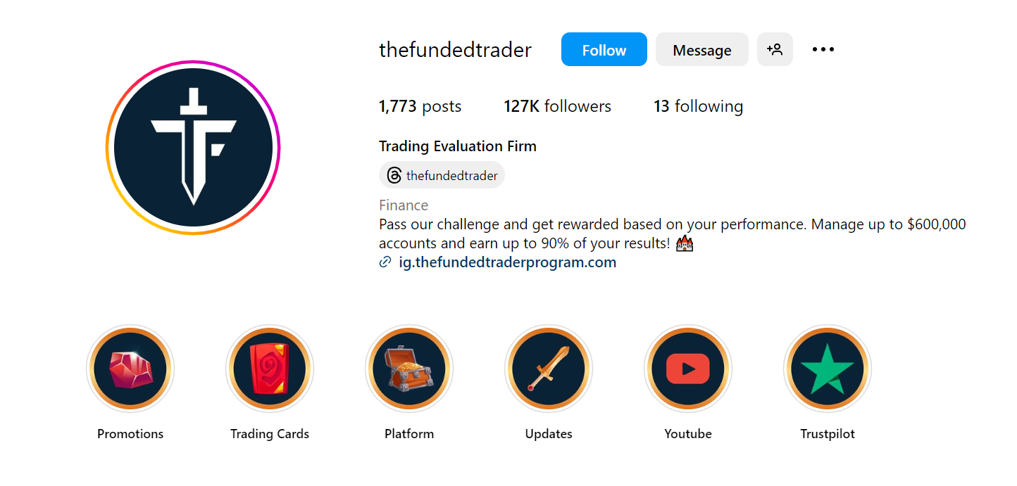 The Funded Trader Instagram Page