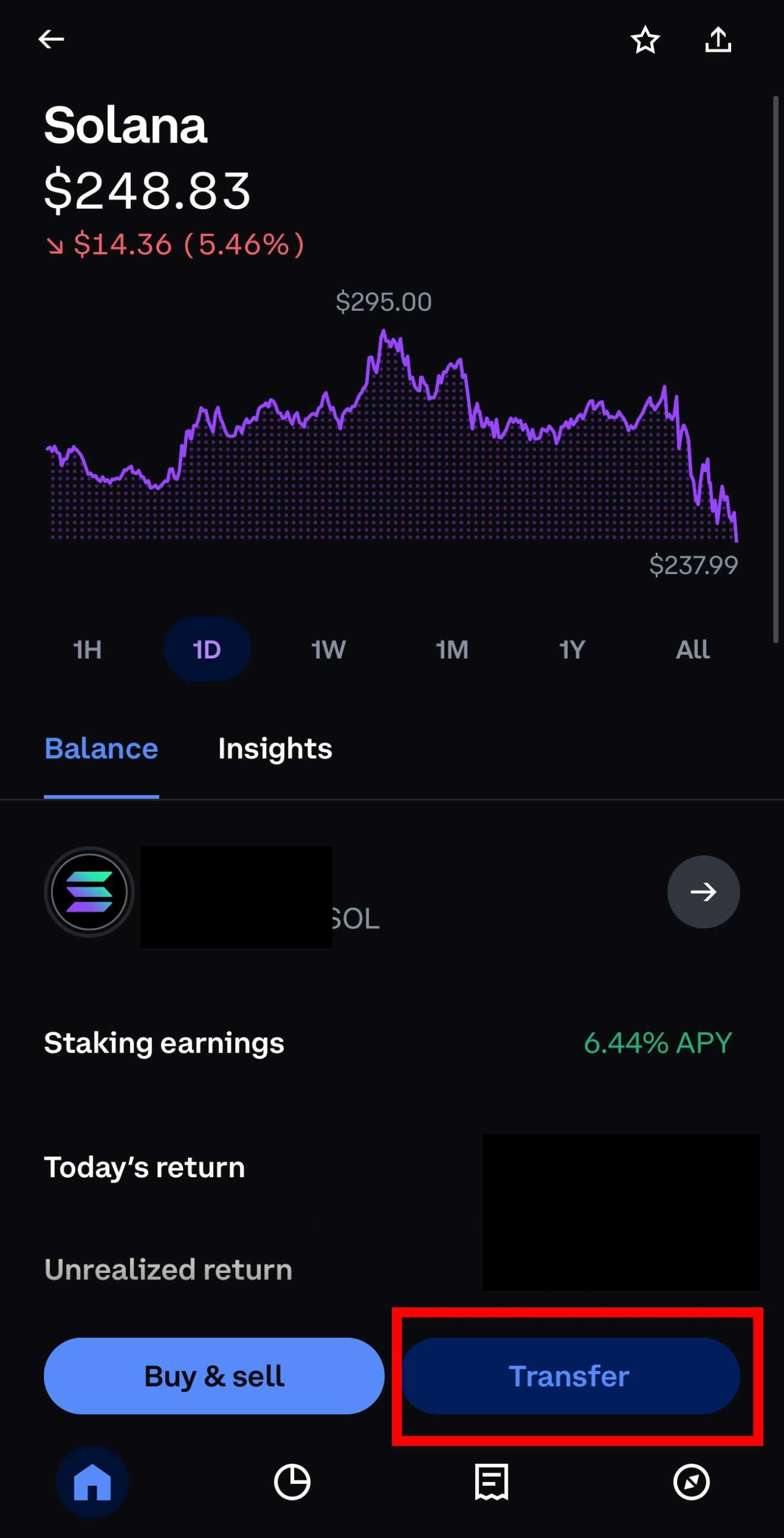 transferring solana from coinbase