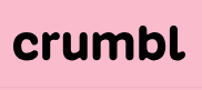 Crumbl logo on a pink background. The word “crumbl” is written in black.