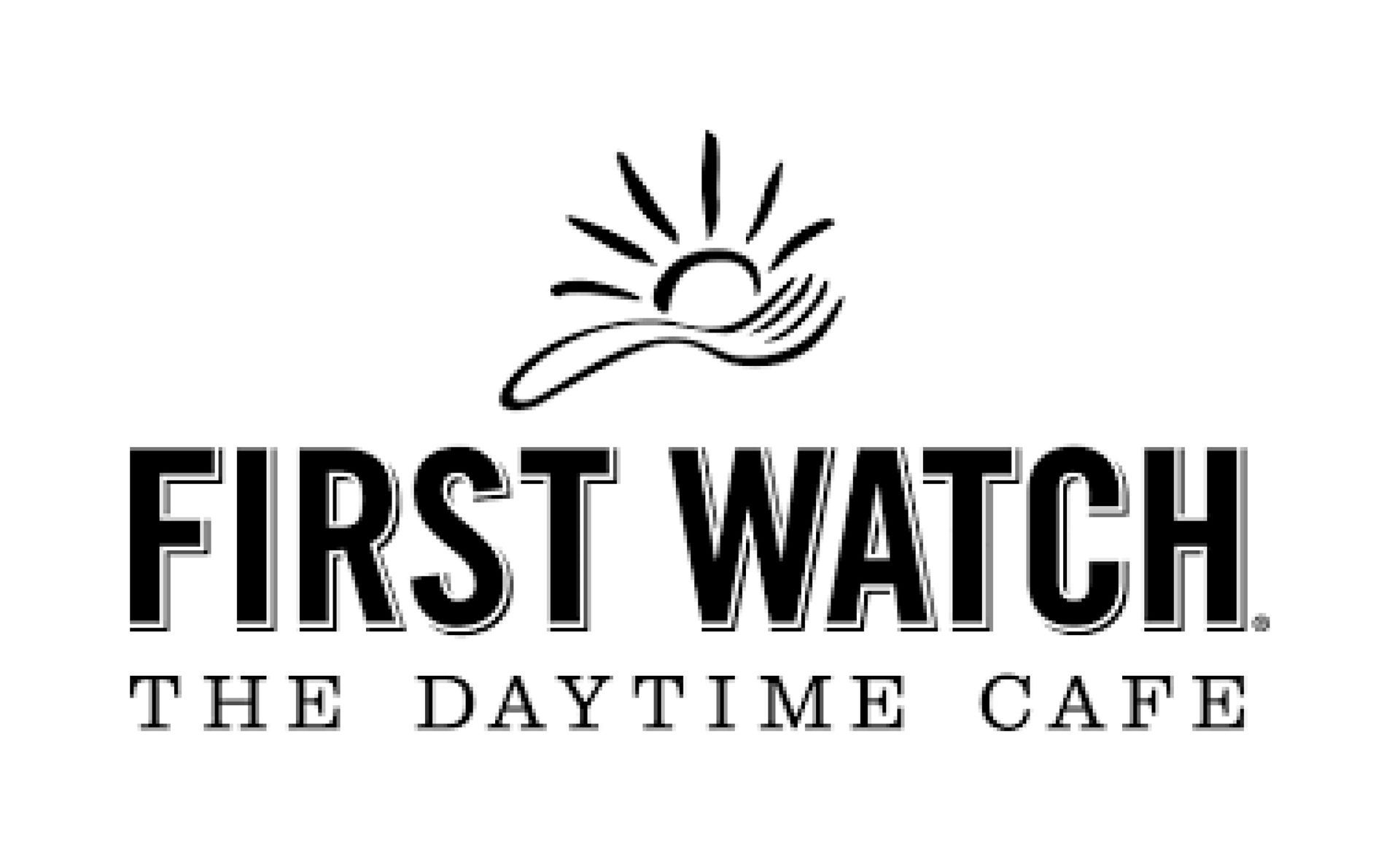 A black and white logo for first watch the daytime cafe.
