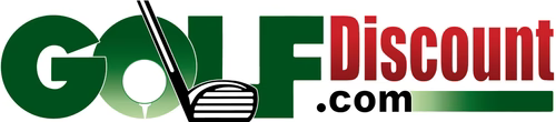 Logo for GolfDiscount.com, featuring green text, a golf club icon, and red text on a white background.