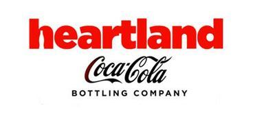 The heartland coca cola bottling company logo is on a white background.